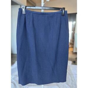 Feraud Navy Pencil Skirt Merino Wool Blend  Sz 44 Or M